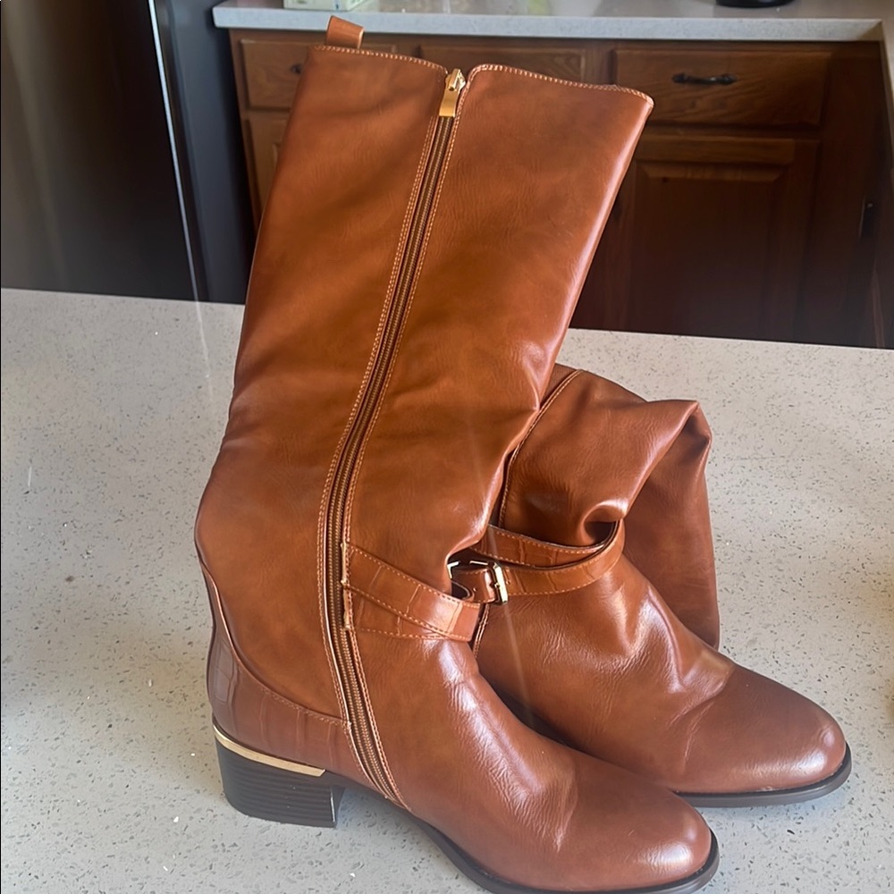 Brown Leather Knee-High Boots